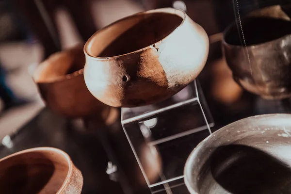 Oude Traditionele Macedonische Keukenartikelen Tentoongesteld Het Museum — Stockfoto