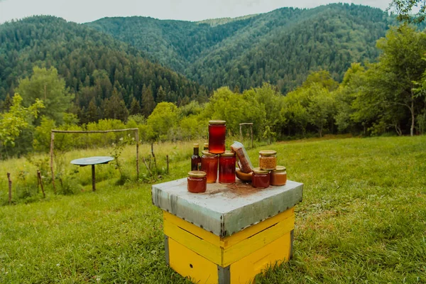 Natural Honey Products Photographed Honey Farm Pollen Honey Various Honey — Photo