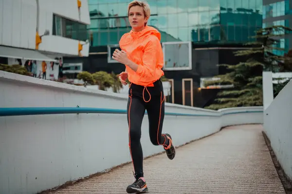 Women Sports Clothes Running Modern Urban Environment Concept Sporty Healthy — 图库照片