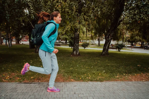 Women Sports Clothes Running Modern Urban Environment Concept Sporty Healthy — Stockfoto