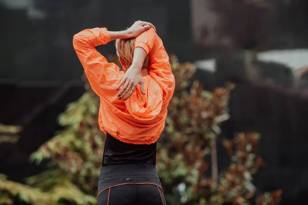 Fit Attractive Woman Sportswear Stretching Jogging Workout Sport Activity Fitness — Zdjęcie stockowe