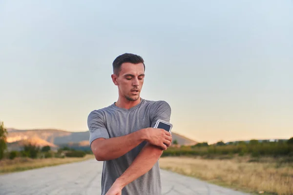 Young Handsome Man Running Early Morning Hours Driven His Commitment — Stock Photo, Image