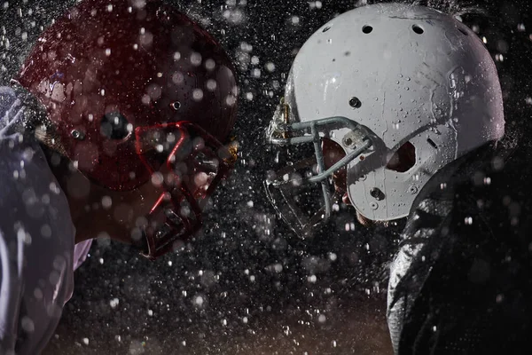 Twee American Football Spelers Face Face Silhouet Schaduw Witte Achtergrond — Stockfoto