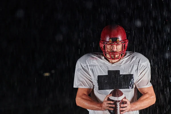 American Football Field Einsamer Athlet Krieger Der Auf Einem Feld — Stockfoto