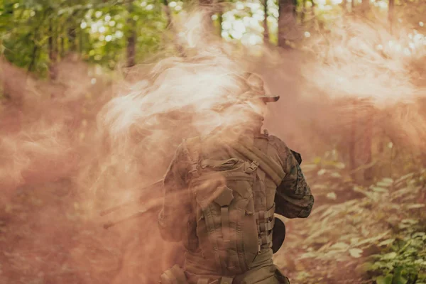 Battaglia Dei Militari Guerra Truppe Militari Nel Fumo — Foto Stock