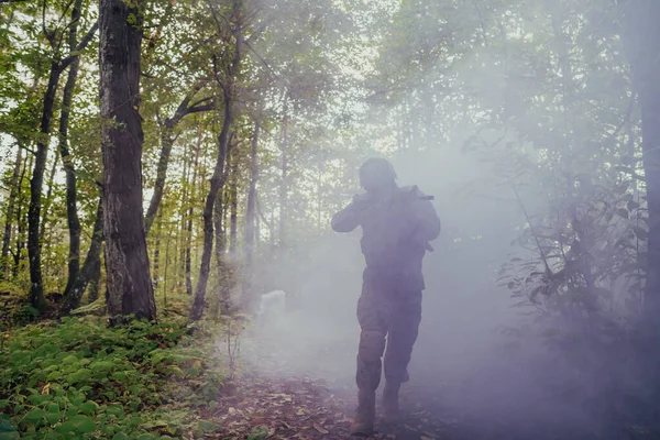 Bataille Armée Dans Guerre Les Troupes Militaires Dans Fumée — Photo
