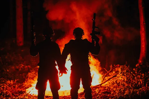 Speciella Marinsoldater Militära Styrkor Trupp Soldater Grupp Porträtt Efter Avslutat — Stockfoto