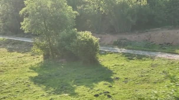 Tembakan Udara Dari Seorang Pengendara Motorcross Dalam Perjalanan Atas Tanah — Stok Video