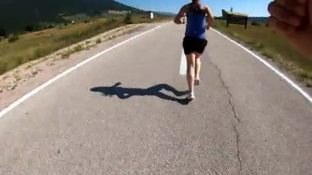 Entraînement Groupe Amis Jogging Course Équipe Sur Sentier Montagne Lever — Video