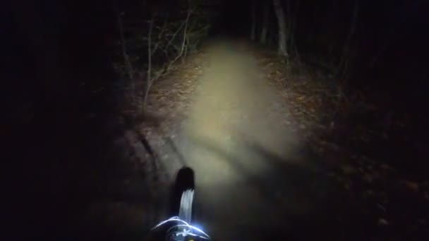 Vriendengroep Speed Riding Mountainbike Downhill Rit Een Glad Mtb Pad — Stockvideo