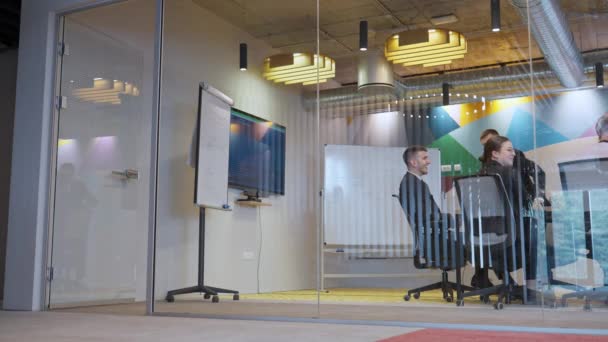 Time Lapse Captures Rapid Departure Business Professionals Meeting Room Depicting — Stock Video