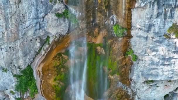 Beautiful Waterfall Green Forest Top View One Hidden Gems Bosnia — Stock Video