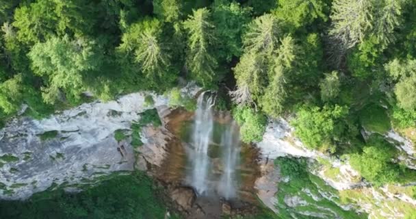 Beautiful Waterfall Green Forest Top View One Hidden Gems Bosnia — Stock Video