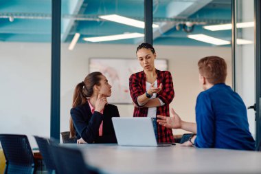 Başarılı programcılardan oluşan bir ekip bir başlangıç ofisinde oturuyor, yeni iş projeleri tasarlıyor ve mevcut sorunları çözüyorlar, teknoloji endüstrisinde yenilik ve işbirliği sergiliyorlar.. 