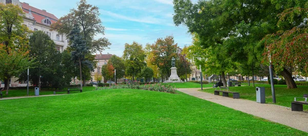Szeged City Hungary Dugonics Square Park Landscape Panorama — 스톡 사진