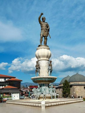 Statue of Alexander the Great Skopije city Noth Macedonia clipart