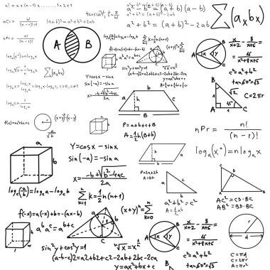 Matematiksel formüller arka plan geometri çizim şablonu
