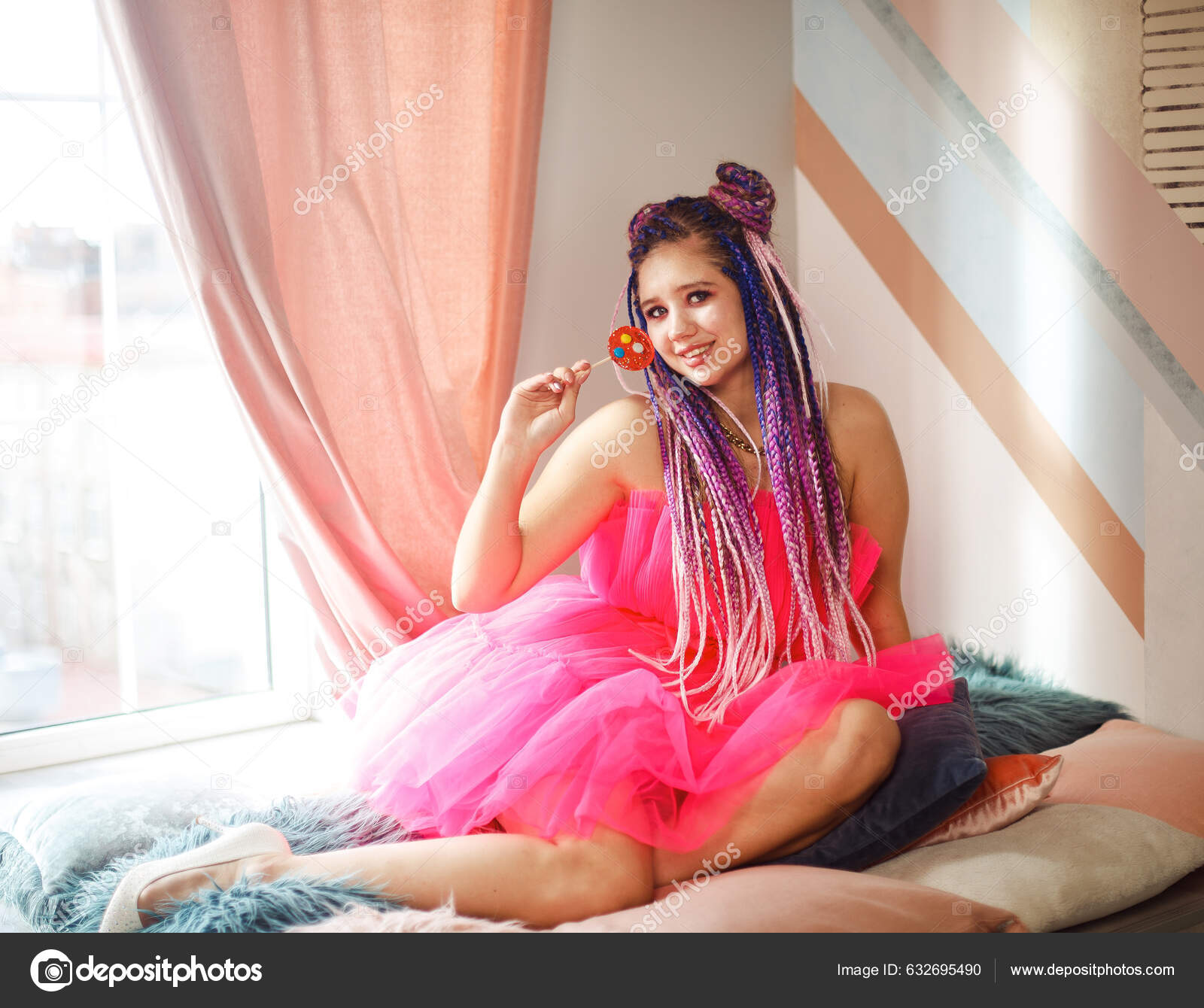 Premium Photo | A beautiful barbie girl with hairstyle trendy style with pink  dress