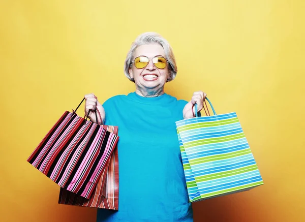Stile Vita Shopping Concetto Persone Anziane Felice Donna Matura Con — Foto Stock