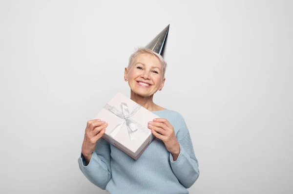 People Party Aging Maturity Concept Portrait Cheerful Positive Glad Charming — Stock Photo, Image