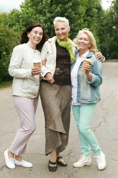 Lifestyle Emotion Friendship Gold Age Concept Three Beautiful Elderly Women — Foto de Stock