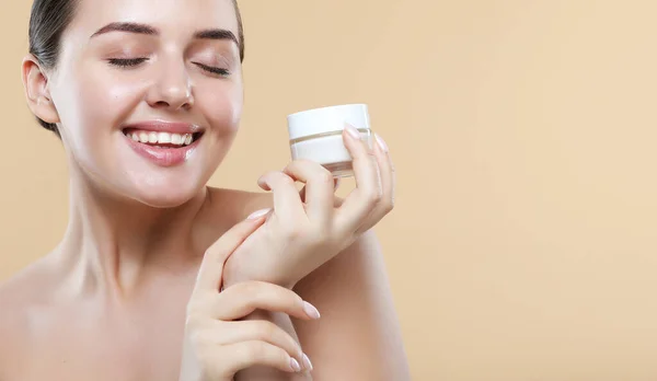 Concept Using Moisturizing Cream Going Bed Beautiful Cute Pretty Charming — Stock Photo, Image