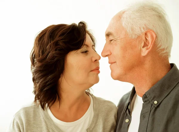 Family Age People Concept Senior Couple Home Love Tenderness Close Fotos De Bancos De Imagens
