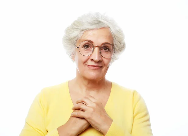 Emotion Lifestyle Old People Concept Portrait Happy Smiling Mature Woman —  Fotos de Stock
