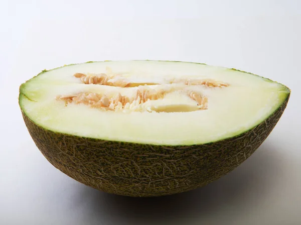Meloen Geïsoleerd Witte Achtergrond Close — Stockfoto