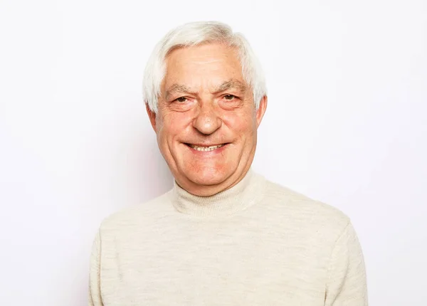 Lifestyle Emotion Old People Concept Close Portrait Happy Senior Man — Stock Photo, Image