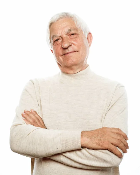 Retrato Saludable Sonrisa Feliz Anciano Anciano Caucásico Cara Hombre Viejo — Foto de Stock