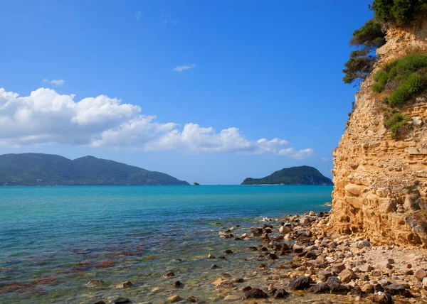 Beach Zakynthos Island Sunny Spring Seascape Ionian Sea Greece Europe — Foto de Stock