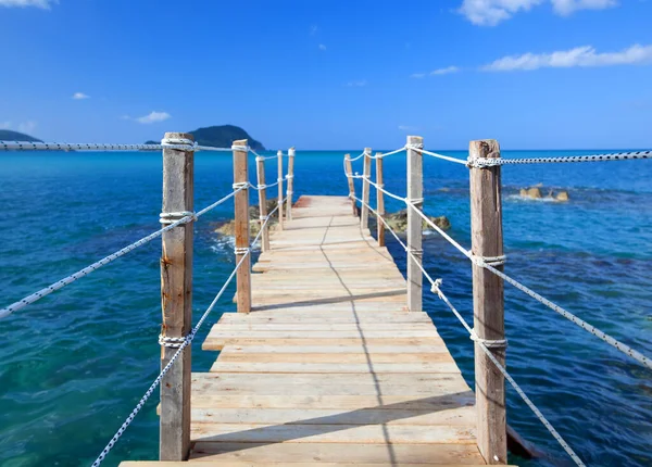 stock image wooden bridge - sea, summer. Greece. Island Zante. Travel concept.