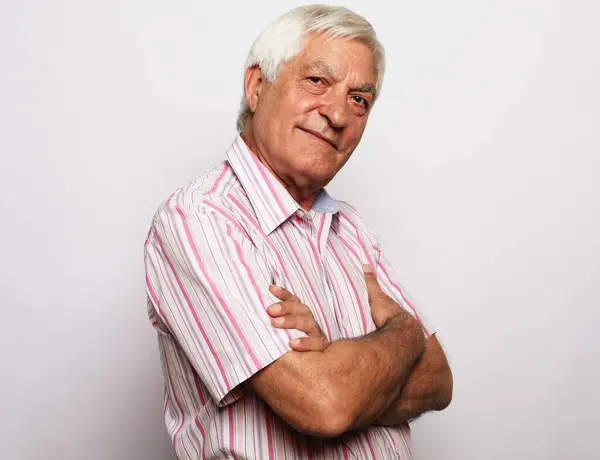 Ålderdom Problem Och Människor Koncept Porträtt Omtänksam Gammal Man Med — Stockfoto