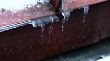 Çatıda buzlar eriyor. 