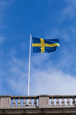 Rüzgarda savrulan İsveç bayrağı