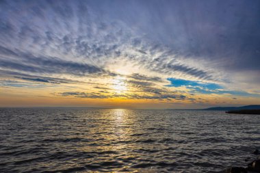 Soft sunset light over the lake Balaton in Hungary