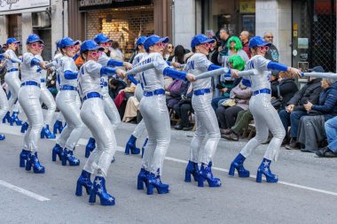 Palamos, Spain - february 19, 2023, Traditional carnival parade in a small town Palamos, in Catalonia, in Spain .