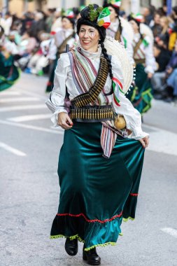 Palamos, Spain - february 19, 2023, Traditional carnival parade in a small town Palamos, in Catalonia, in Spain .