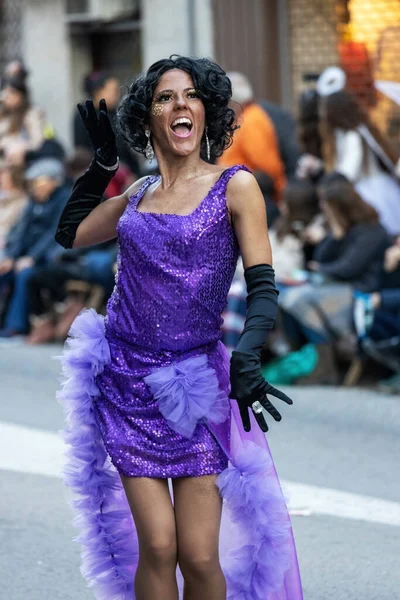 Palamos Španělsko Únor 2023 Tradiční Karnevalový Průvod Malém Městě Palamos — Stock fotografie