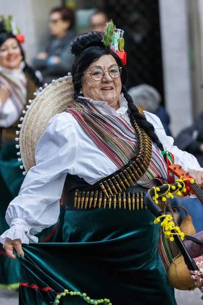 Palamos Španělsko Únor 2023 Tradiční Karnevalový Průvod Malém Městě Palamos — Stock fotografie