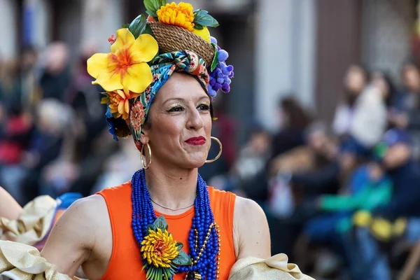 西班牙帕拉莫斯 2023年2月19日 在西班牙加泰罗尼亚的一个小镇帕拉莫斯举行的传统狂欢节游行 — 图库照片