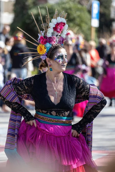 Palamos Spagna Febbraio 2023 Sfilata Tradizionale Carnevale Una Piccola Città — Foto Stock