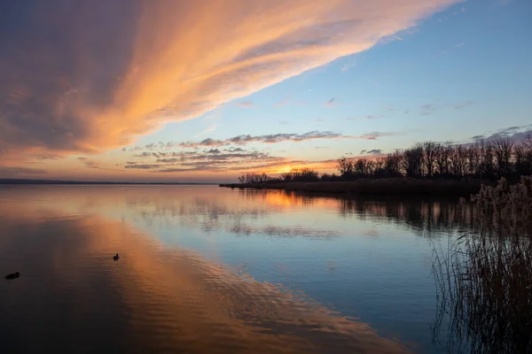 Belo Nascer Sol Lago Balaton Hungria — Fotografia de Stock