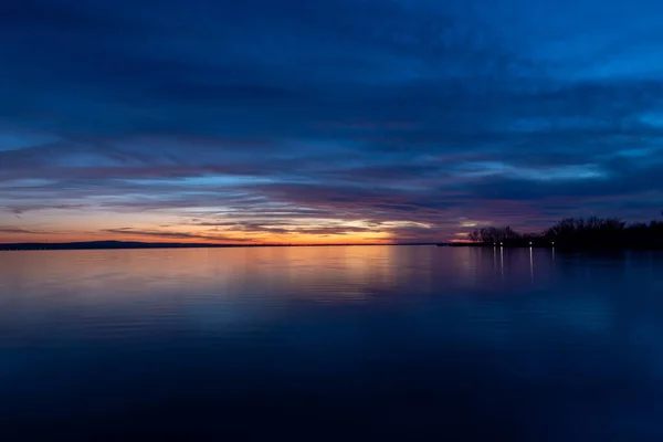 Belo Nascer Sol Lago Balaton Hungria — Fotografia de Stock
