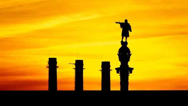 Statue Christophe Colomb Est Une Des Images Emblématiques Barcelone Convient — Photo