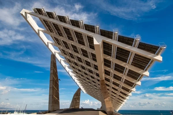 Paneles Solares Pérgola Puerto Forum Harbor Barcelona —  Fotos de Stock