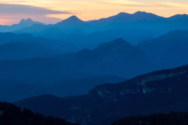 Güzel Gün Batımı Işık Spanyol Dağlarda Serra Entreperes — Stok fotoğraf