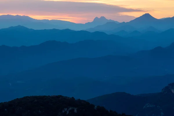 Güzel Gün Batımı Işık Spanyol Dağlarda Serra Entreperes — Stok fotoğraf