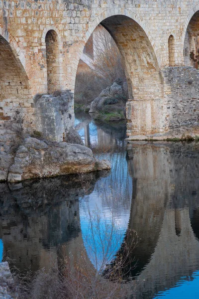 View Ancient Bridge Pont Llierca Catalonia Spain Beautiful Bridge Paved — Stock Photo, Image